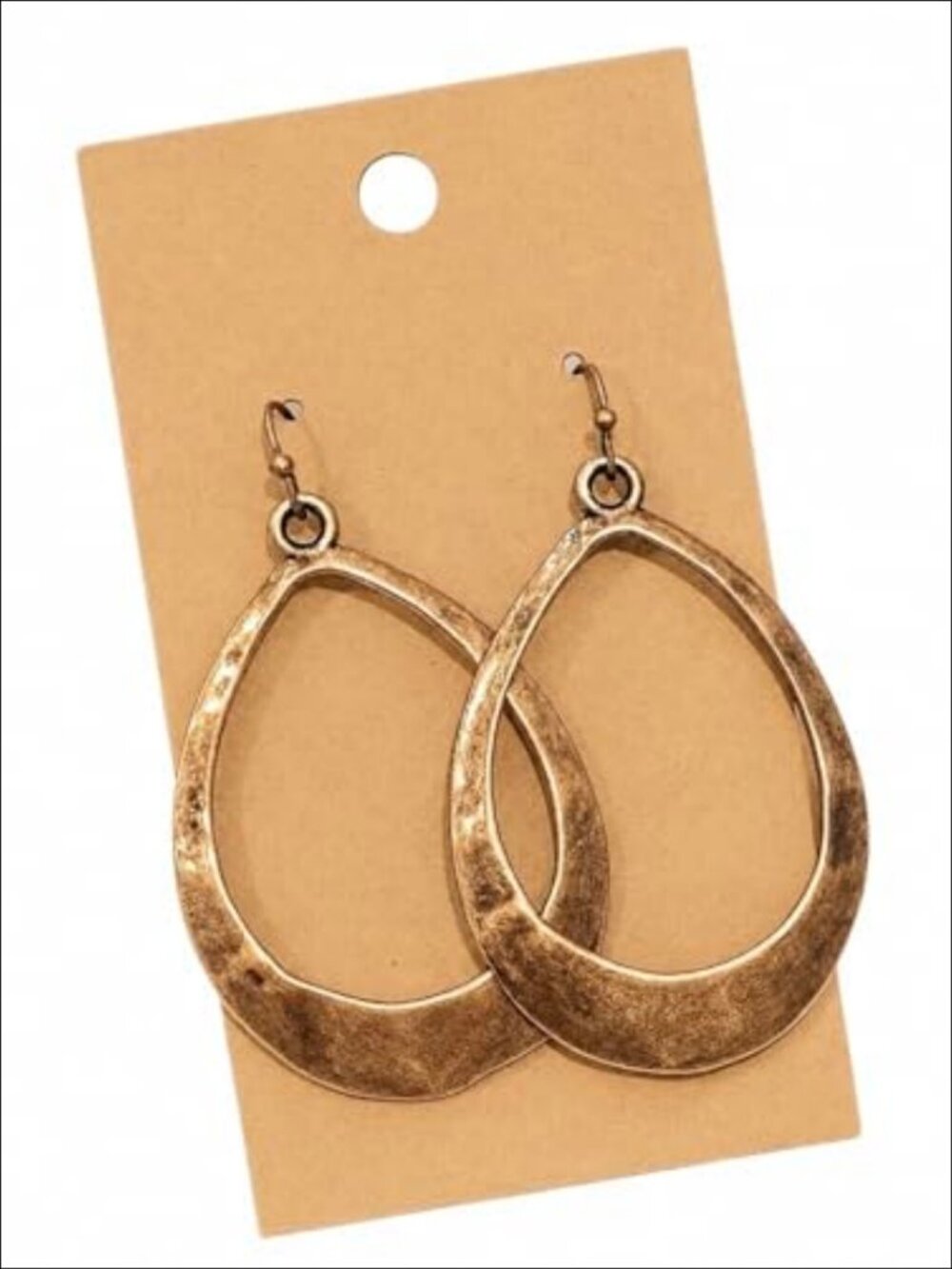 Handmade Copper Teardrop Dangle Earrings Lightweight 2 Inch Lever Back
